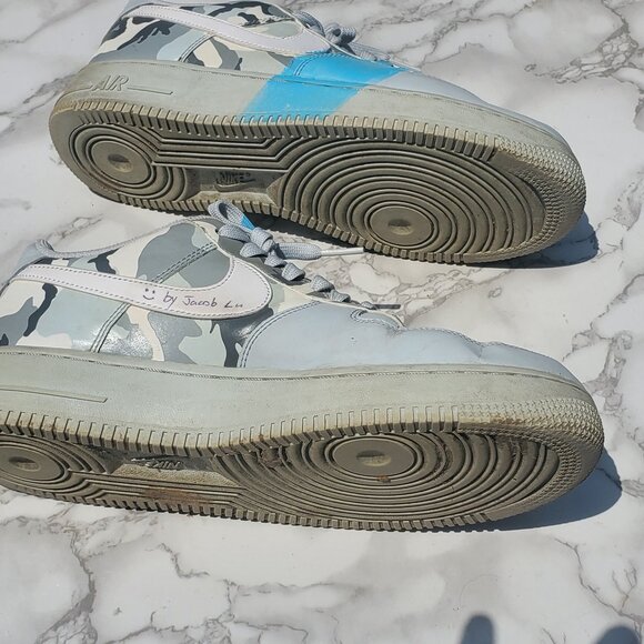 Size 8 - Nike Air Force 1 Low Camo Custom - Hand Painted - Signed - 823511-009 - Picture 6 of 12